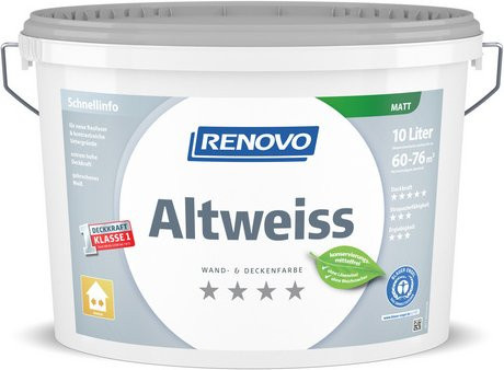 RENOVO Wand- und Deckenfarbe Altweiss matt, lösungsmittelfrei, 10 l - Bild 1