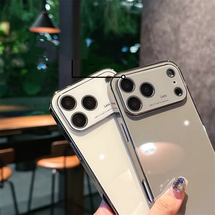 Xeber Glas-Telefonhülle mit Fensterbeschichtung und Linsenschutz für iPhone, Farbe: Grau - Bild 1