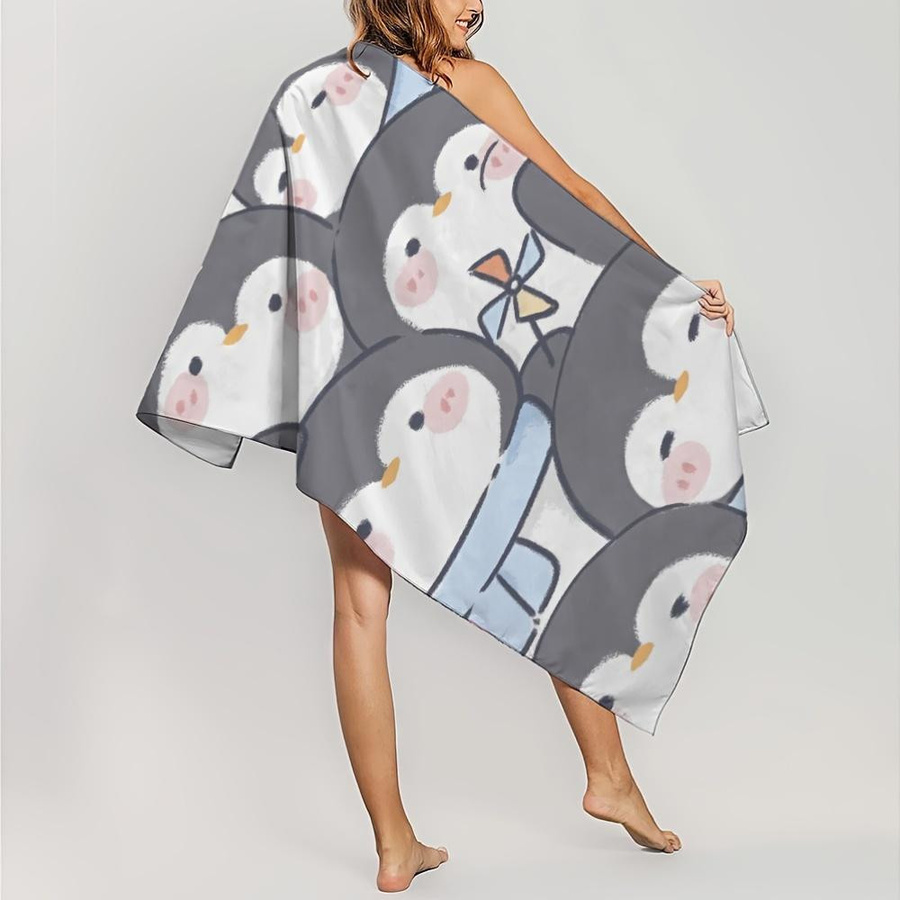 Dalangpa Strandtuch mit Cartoon-Pinguin aus Polyester, weich, schnelltrocknend und hochsaugfähig, B: 30 cm, H: 60 cm - Bild 2