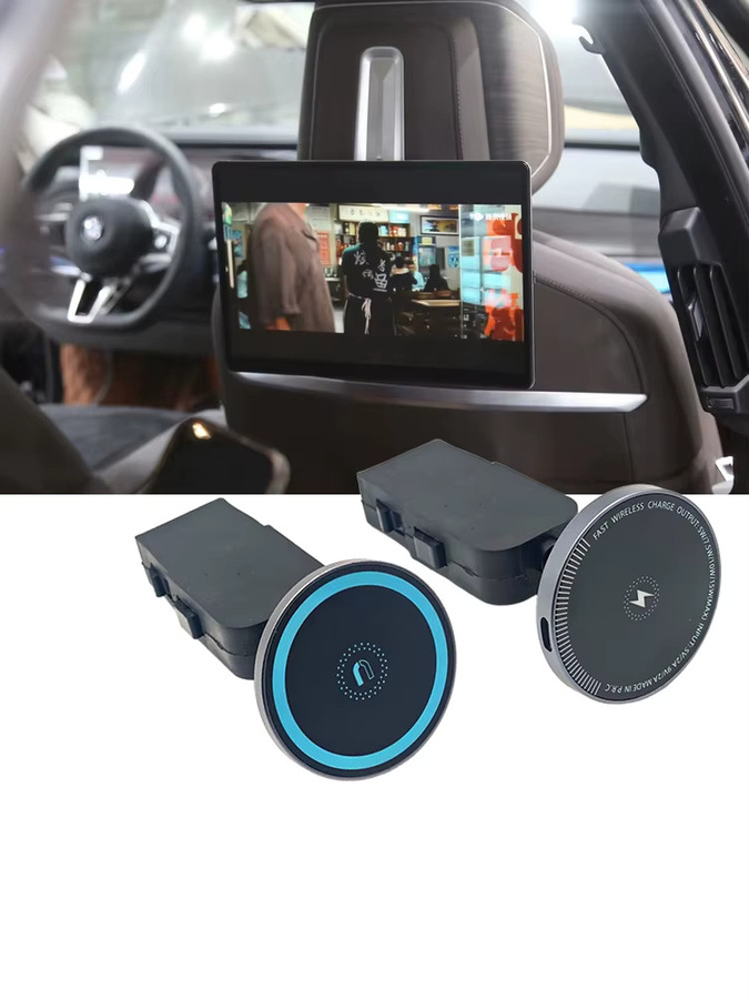 ATDTING Magnetische Handyhalterung mit kabellosem Ladegerät für BMW 5 7 Serie X5 X6 X3 I7 I5 IX, Schwarz, Rücksitz-Sitzpad-Halterung - Bild 3