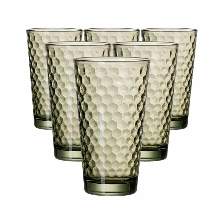 Ritzenhoff & Breker Favo Tumbler Longdrinkgläser mit geometrischem Design, Grün, 6er Set, 400 ml - Bild 2