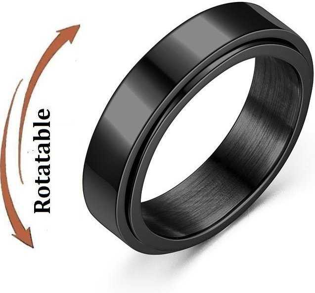 YULIN Fidget Spinner Ringe, Edelstahl, Schwarz, Unisex - Bild 1