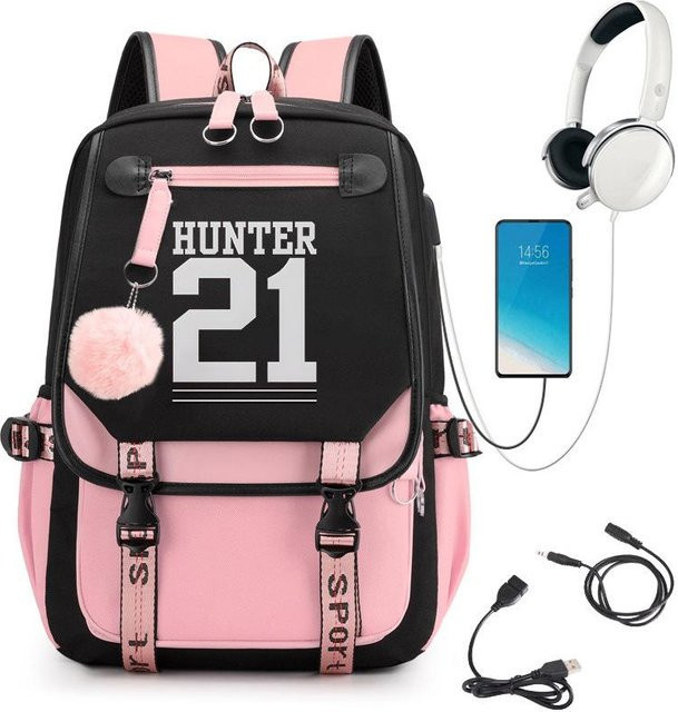 3-teiliges Schulrucksack-Set in Pink aus Oxford-Stoff mit großem Fassungsvermögen, Schultergurt und Federmäppchen - Bild 1