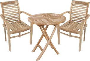 GARDEN PLEASURE Tischgruppe JAVA, 3-teilig aus Teakholz, Braun, B/T/H: 170 x 75 x 70 cm - Bild 1