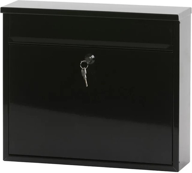 PROREGAL Wandbriefkasten Granadan aus Stahl mit Einwurfsklappe in Schwarz, H x B x T: 31,5 x 36 x 11 cm, Einwurföffnung 32 x 4 cm - Bild 1