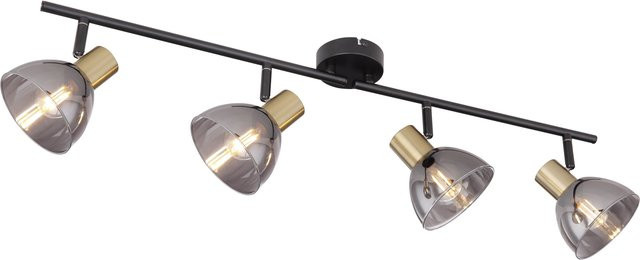 Globo Lighting Deckenstrahler Jay 4-flammig in Schwarz und Bronzefarben mit verstellbaren Glasleuchten - Bild 1