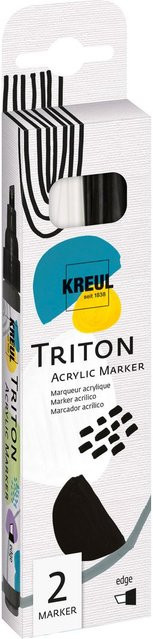 KREUL Triton Acrylic Marker edge 2er-Set mit Chisel-Spitze in Schwarz und Weiß für Profis - Bild 1