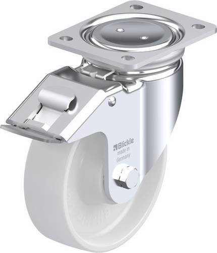Blickle LUH-PO 160K-FI Lenkrolle mit Feststeller, Rad-Durchmesser: 160 mm, Tragfähigkeit: 450 kg, Farbe: Weiß, Material: Stahl und Kunststoff, verzinkt - Bild 1