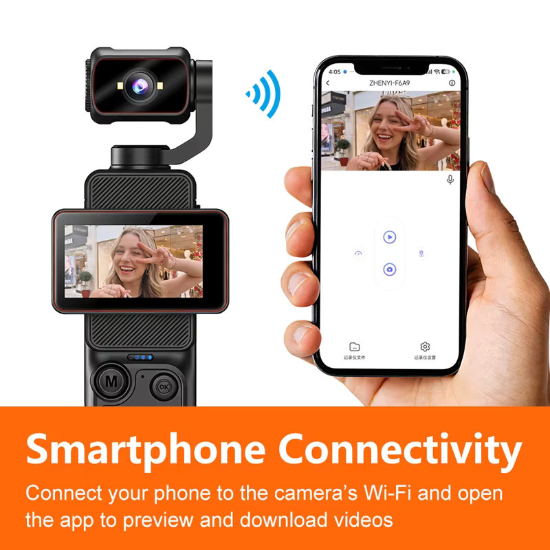 Lenovo 4K Handheld-Taschenkamera in Schwarz mit HD-Drehbildschirm, Bildstabilisierung und WLAN-Übertragung - Bild 3
