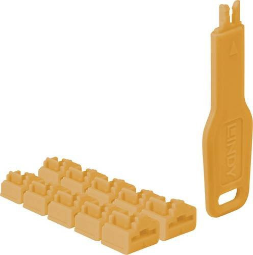 Lindy RJ-45 Portschlösser mit Schlüssel Orange (10 Stück) für Ethernet/LAN - Bild 1