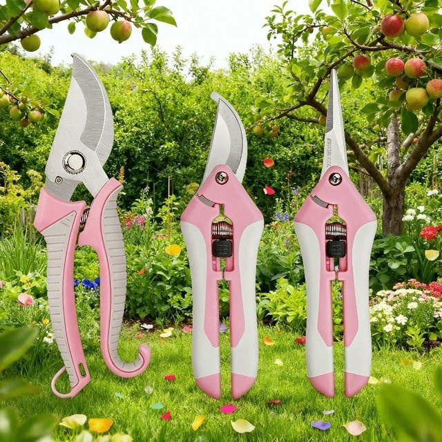 Dobeli Automatische Rückprall-Gartenschere in Pink mit Edelstahlklinge und ergonomischem Griff - Bild 1