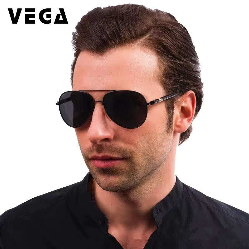 Vega Sonnenbrille Aviator, Vollrand, Metall, Schwarz, Unisex, polarisiert - Bild 2