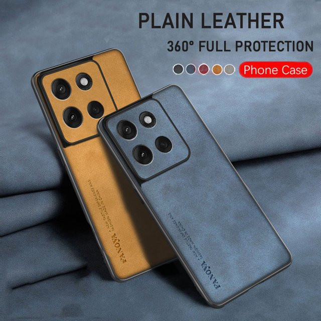 Stoßfeste Leder-Schutzhülle für Motorola G86 Power, Moto G06, G67 und Moto G100 in Braun - Bild 1
