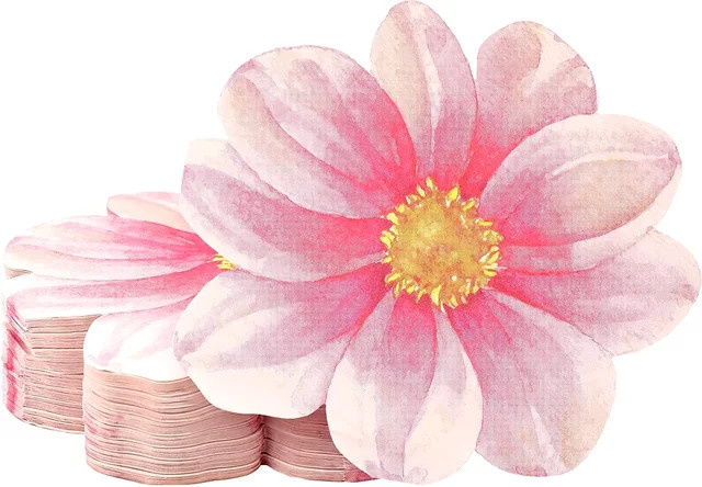 Rosa Blumen-Papierservietten für Babyparty, Hochzeit oder Geburtstag - Bild 1