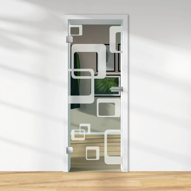 Skyscope Glasdrehtür ESG Floatglas mit Dekor Siebdruck in Weiß, DIN Links, H x B x T: 197,2 x 70,9 x 0,8 cm - Bild 1