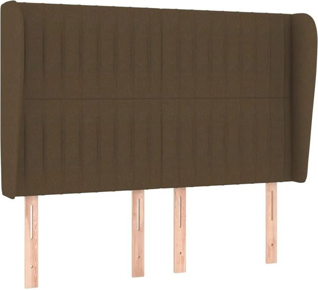 vidaXL Kopfteil mit Ohren Dunkelbraun Stoff B/T/H: 147 x 23 x 118/128 cm - Bild 1