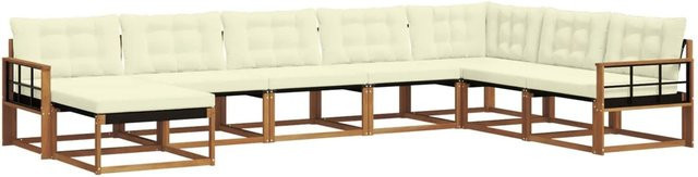 vidaXL Outdoor-Sofagarnitur 24-tlg. aus Akazienmassivholz in U-Form, Farbe Natur und Beige, inklusive Polstern und Ottomane für Garten und Terrasse - Bild 1