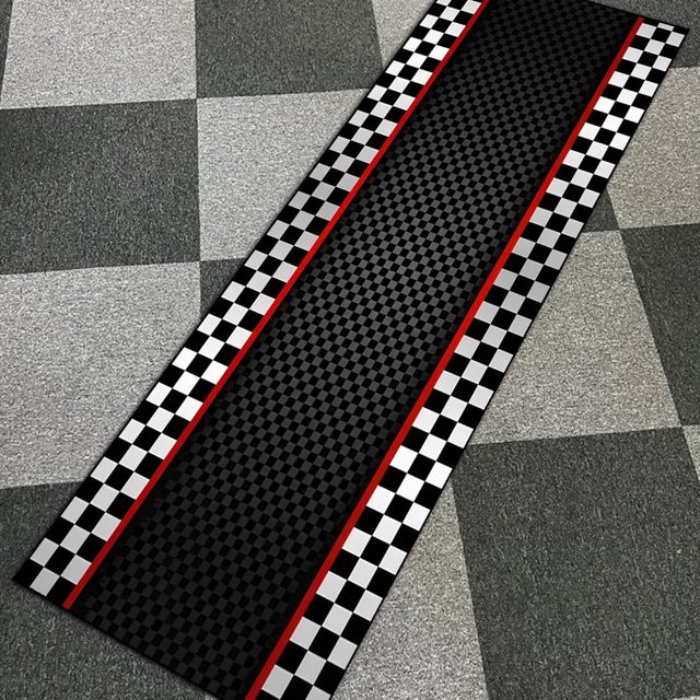 VIKAMA Racing-Track-Teppich Schwarz, rutschfeste Motorrad-Fußmatte aus Polyester für den Eingangsbereich - Bild 1
