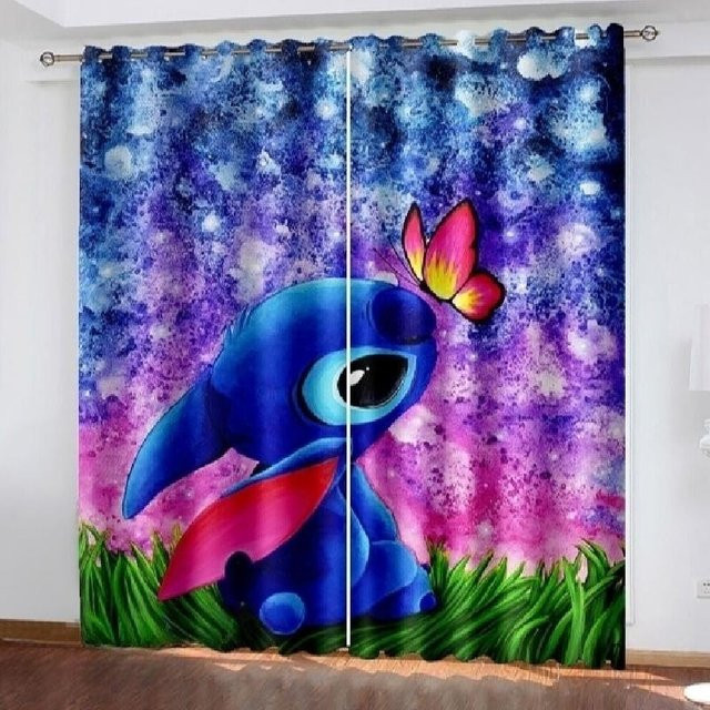 DewBloom Verdunkelungsvorhänge für Kinder mit 3D-Cartoon-Motiv Butterfly, UV-beständig, Mehrfarbig, B: 132 cm, H: 160 cm - Bild 1