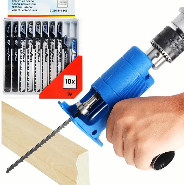 FNICEL Sägeadapter für elektrische Bohrmaschinen und Stichsägen zur Holzbearbeitung, Blau - Bild 1