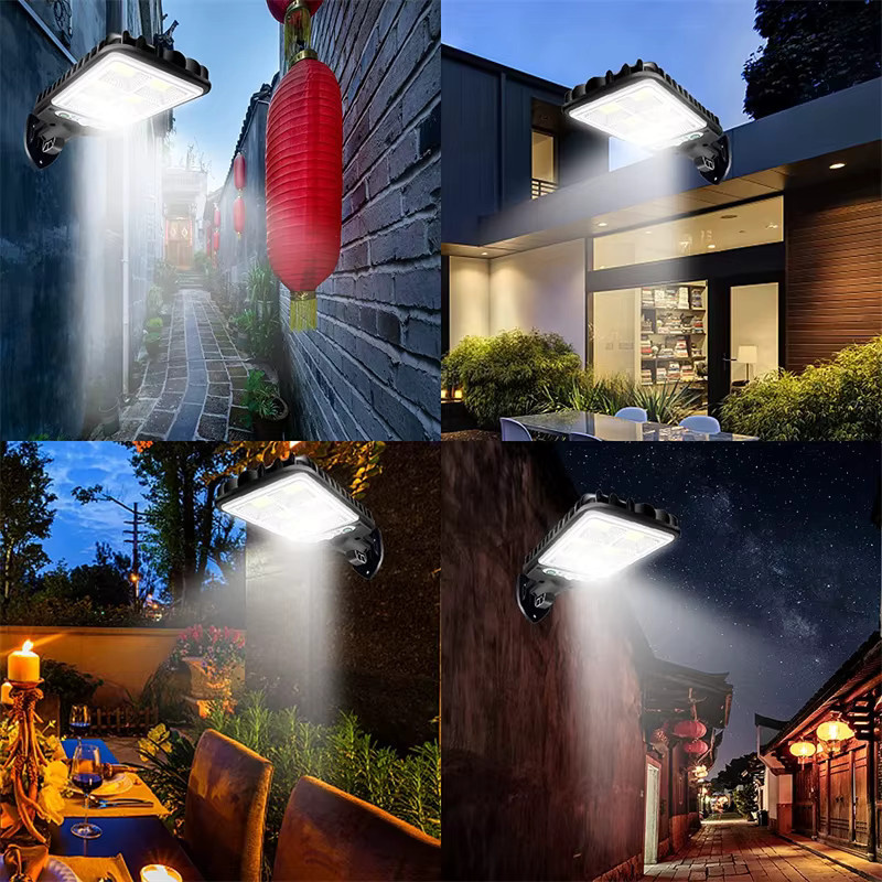 Solar-Straßenlaternen für den Außenbereich mit LED und Bewegungsmelder, wasserdichte Solarleuchten in Schwarz für Garten und Wandmontage - Bild 6