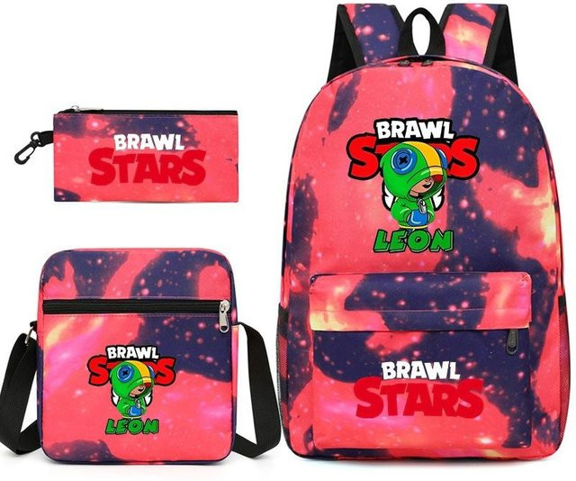 3-teiliges Schulrucksack-Set für Schüler aus Oxford-Stoff mit Schultasche, Schultergurt und Federmäppchen in Multicolour - Bild 1