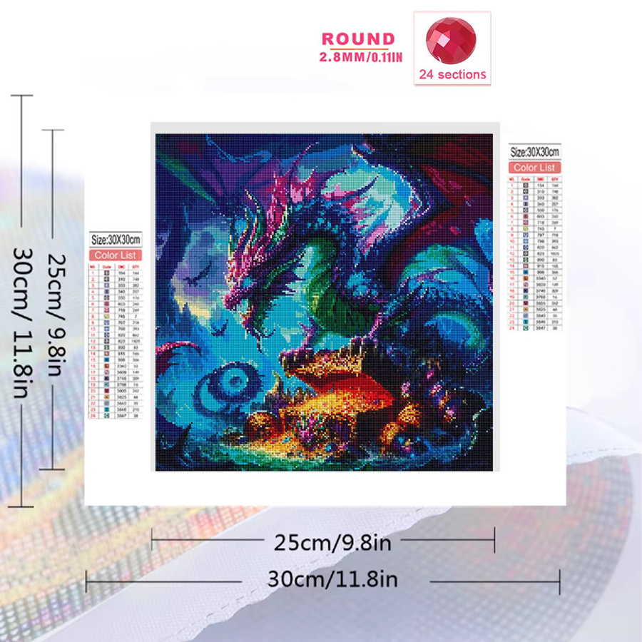 Evershine Diamant-Gemälde Drache DIY-Mosaik-Bastelset mit vollen Bohrern in Multicolour, B/H: 20 x 20 cm - Bild 2