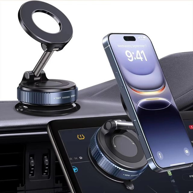 Vakuum-Handyhalterung für das Auto mit Saugnapf und 360 Grad Rotation, Magnetische Handyhalterung für Fenster und Auto in Schwarz oder Weiß - Bild 1