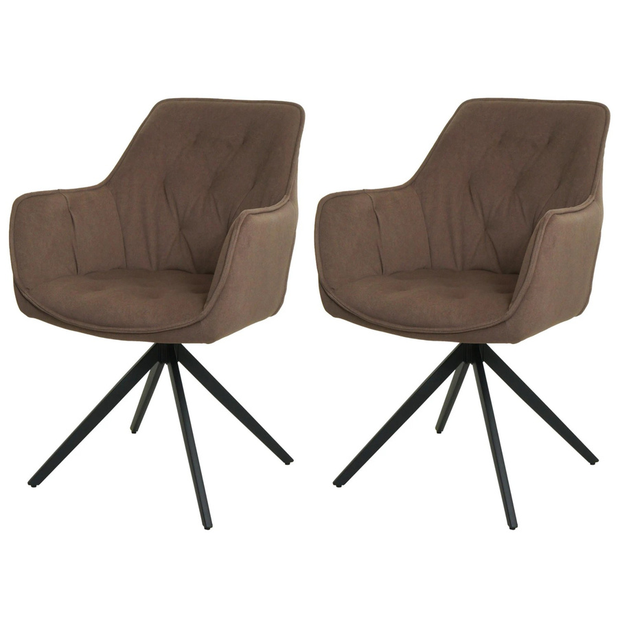CHEFGASTRO Esszimmerstuhl 2er-Set in Braun aus Stoff und Metall, H x B x T: 87 x 55 x 60 cm, Sitzhöhe: 48 cm - Bild 2