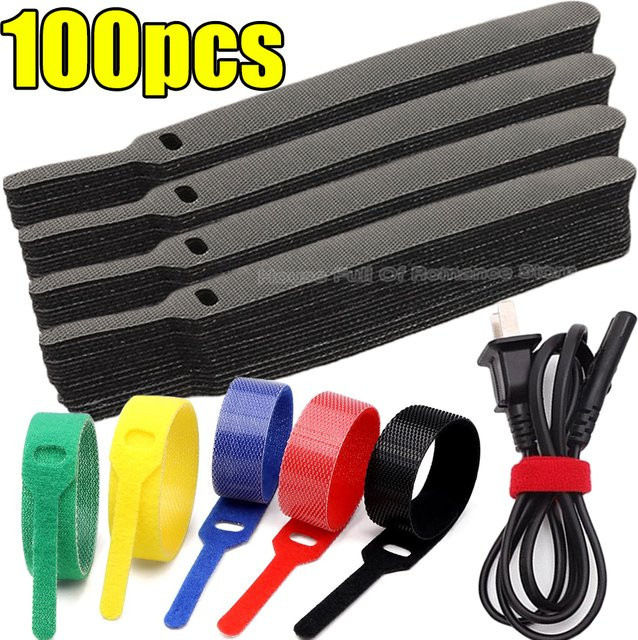 Lösbare Klettverschluss-Kabelbinder aus Nylon in Schwarz und Multicolour zur Kabelorganisation - Bild 1