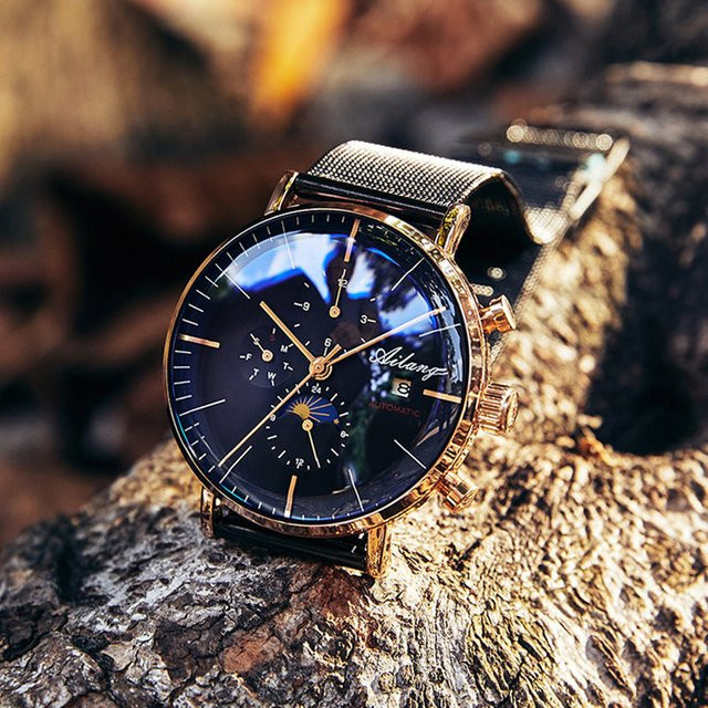 AILANG Armbanduhr Automatik, Edelstahl, Mondphase, Herren - Bild 1