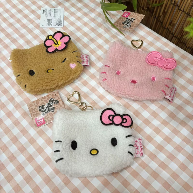 Sanrio Hello Kitty Plüsch-Geldbörse, Aufbewahrungstasche, Hot Pink, Schwarz - Bild 3