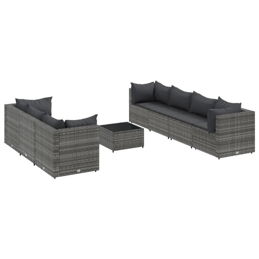 vidaXL 8-tlg Garten-Lounge-Set aus Poly Rattan mit Kissen in Grau und Anthrazit - Bild 2