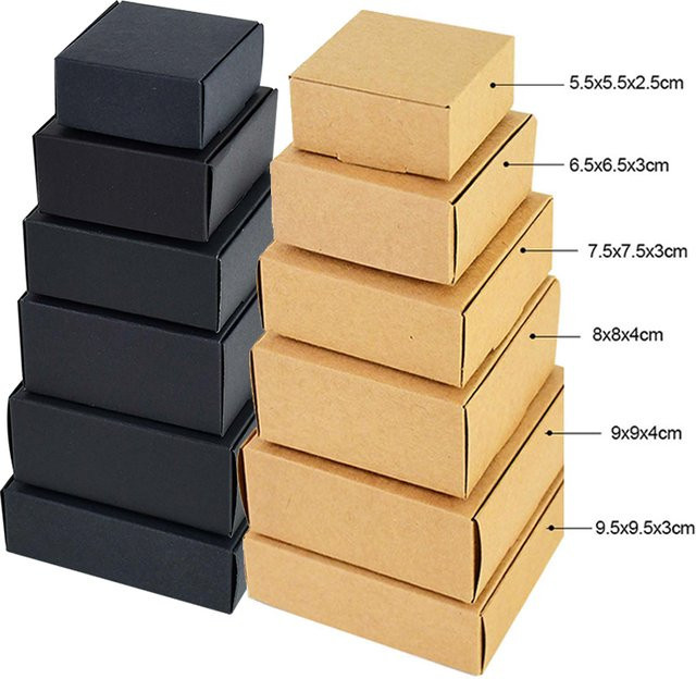 6er Set Kraftpapier Geschenkboxen in Braun für Weihnachten, Geburtstag und Hochzeit - Bild 1