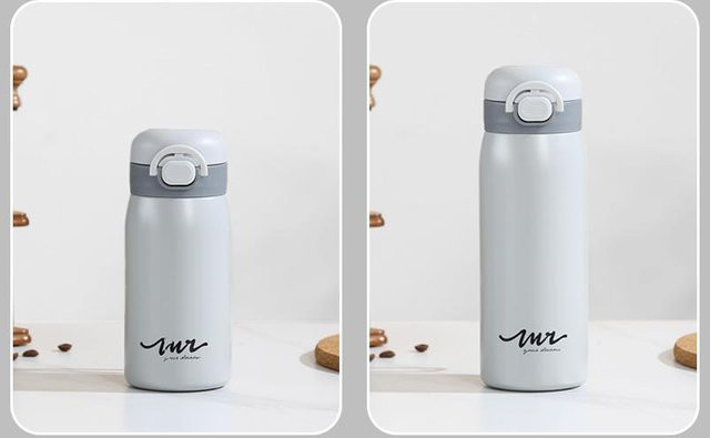 Yiran Furniture Mini Thermobecher aus Edelstahl mit Federdeckel, 360ml, tragbarer Erbsenbecher für Studenten - Bild 1
