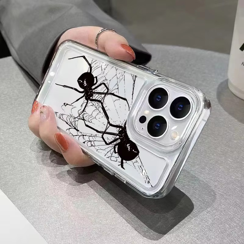 Stoßfeste Silikon-Schutzhülle mit Spinnenmuster für iPhone 11 12 13 14 15 Pro Max XS X XR 7 8 Plus in Transparent - Bild 4