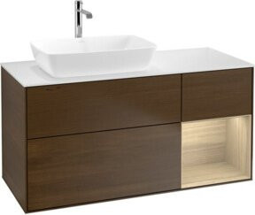 V&B Waschtischunterschrank Finion mit Wandbeleuchtung in Eiche, Breite: 120 cm - Bild 1
