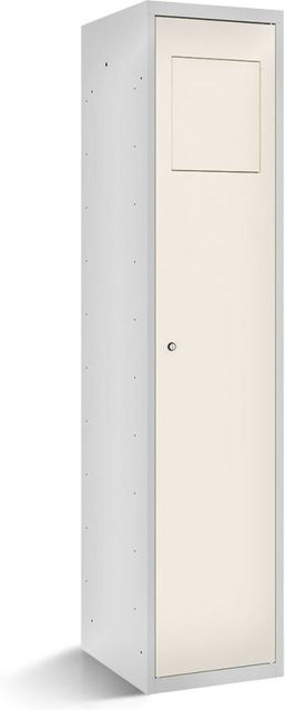 rotstahl Wäschesammelschrank mit Einwurfklappe und Scharniertüren in Weiß, B/T/H: 40 x 50 x 180 cm - Bild 1