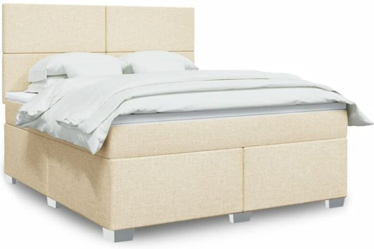 vidaxl Boxspringbett mit Matratze in Beige aus Stoff und Kiefer, B/T/H: 180 x 200 x 140,5 cm - Bild 1