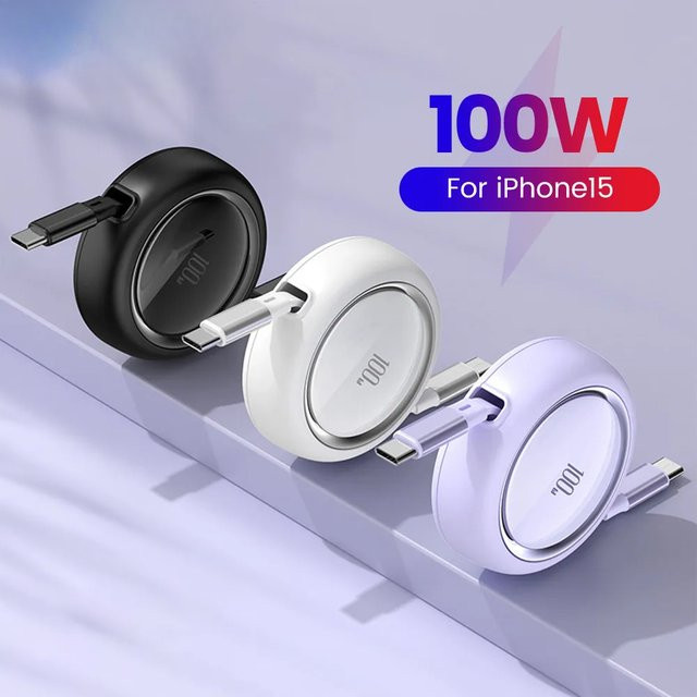 OIITH PD 100 W USB-C auf USB-C Schnelllade-Datenkabel in Weiß für iPhone 15, MacBook, Samsung und Xiaomi - Bild 1