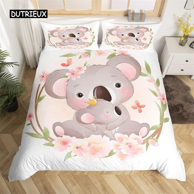 3D-Bettwäsche-Set mit Koala-Motiv von Binchi Outdoor Product, Mikrofaser, Weiß, Queen-Size, B/H: 155 x 215 cm - Bild 1