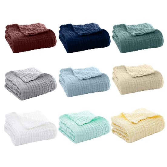 ModeMix Musselin Decke aus Baumwolle in Weinrot, atmungsaktiver Sommer Überwurf für Sofa und Bett, 100 cm - Bild 1