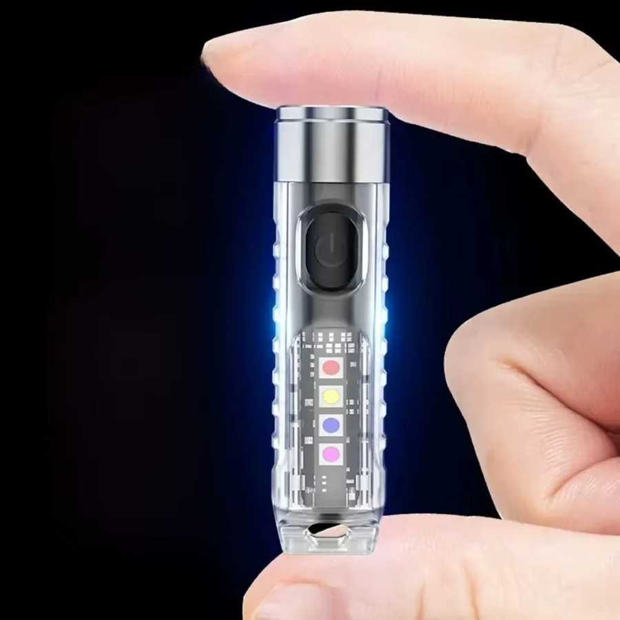 Wiederaufladbare Mini-Schlüsselanhänger-Taschenlampe mit LED, Magnetfuß und 10 Modi in Silber - Bild 5