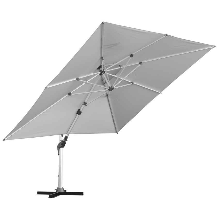 anndora Alu Ampelschirm quadratisch Silber Grau mit Doppeldach und 360 Grad Drehung, B/T: 3,5 x 3,5 m - Bild 1