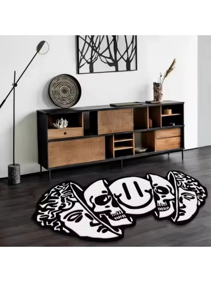 VIKAMA Totenkopf Bodenmatte in Schwarz, rutschfeste und verschleißfeste Dekomatte mit Grafikdesign, B: 90,0 cm, T: 50,0 cm - Bild 6
