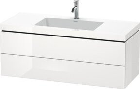 Duravit Waschtischunterschrank L-Cube c-bonded, Farbe: Weiß hochglanz, B/T: 120 x 48 cm, wandhängend mit 2 Schubladen - Bild 1