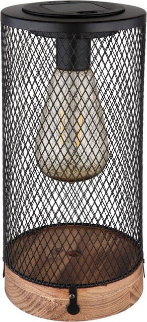 Globo Solarleuchte LED aus Holz und Metall in Natur, Höhe: 25,5 cm - Bild 1