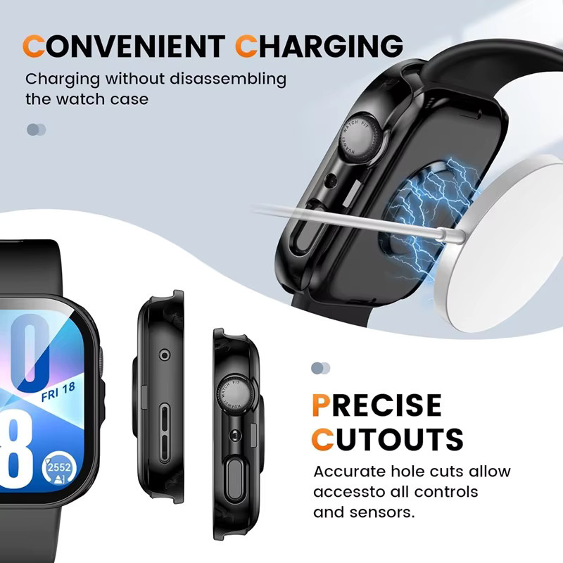 HUBANDE Uhrenzubehör Hülle und Displayschutzfolie für Huawei Watch Fit 3/4/4 Pro, Edelstahl, Schwarz, Unisex - Bild 4