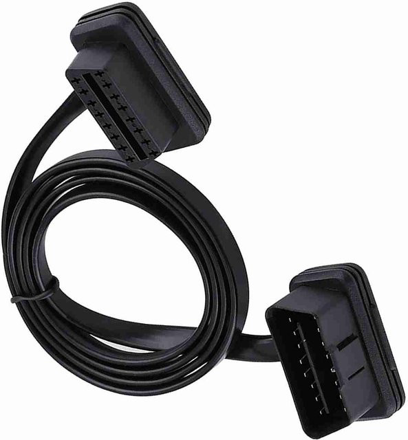 TOMTOP JMS OBD2 Diagnoseadapter 16 Pin Stecker auf Buchse Verlängerungskabel in Schwarz, Länge: 100 cm - Bild 1