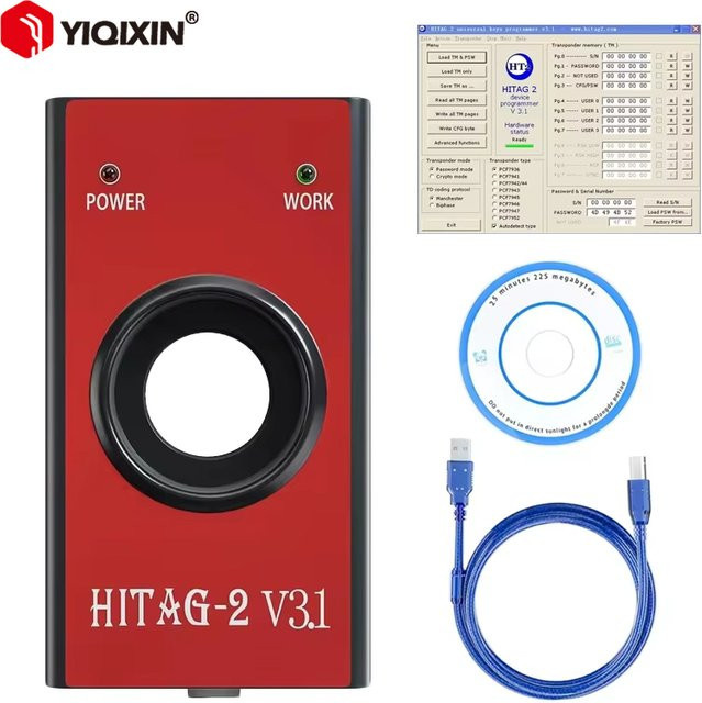 YIQIXIN Hitag 2 V3.1 Autoschlüsselprogrammierer Universal Transponder OBD2 Autodiagnosetool mit Remote Read PIN VIN Key Maker in Rot - Bild 1